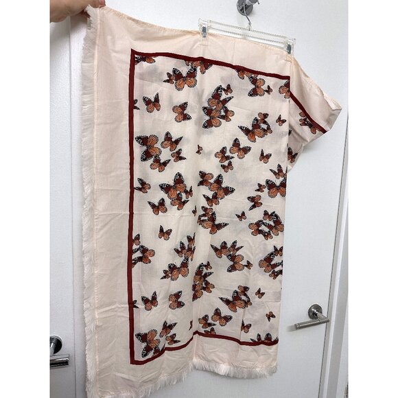 Agua Bendita Butterfly Orquidea Monarca Crema Sarong Pareo Wrap Skirt Fringe - Picture 8 of 10
